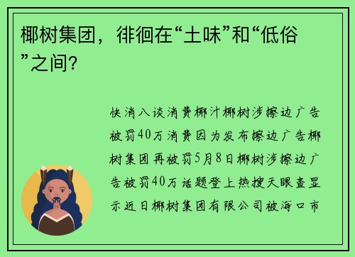 椰树集团，徘徊在“土味”和“低俗”之间？