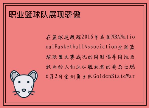 职业篮球队展现骄傲